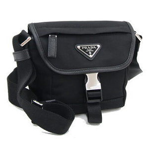 Prada Re Nylon Saffiano Leather Shoulder Bag Black Nylon Crossbody Triangle